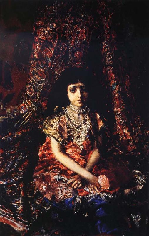 Mikhail Vrubel The Girl in front of Rug oil painting image